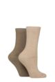 Women's 2 Pair Glenmuir Fully Cushioned Thermal Boot Socks - Brown / Beige