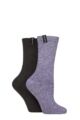 Women's 2 Pair Glenmuir Classic Cushioned Cotton Boot Socks - Purple / Charcoal