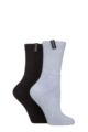 Women's 2 Pair Glenmuir Classic Cushioned Cotton Boot Socks - Blue / Black