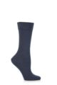 Women's 1 Pair Falke Sensitive London Left And Right Comfort Cuff Cotton Socks - Navy Melange