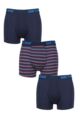 Mens 3 Pack SOCKSHOP Dare to Wear Plain and Striped Bamboo Trunks - Stripe Dark Navy