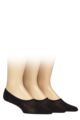 Mens 3 Pair Glenmuir Mesh No Show Shoe Liner Socks - Black