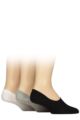 Mens 3 Pair Glenmuir Cotton Shoe Liner Socks - Black / Grey / White