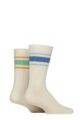 Mens 2 Pair Glenmuir Bamboo Light Boot Socks - Cream Blue / Green