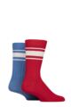 Mens 2 Pair Glenmuir Bamboo Light Boot Socks - Red / Blue / Green