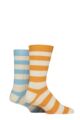 Mens 2 Pair Glenmuir Bamboo Light Boot Socks - Cream Orange / Blue