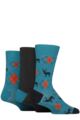 Mens 3 Pair Glenmuir Gift Tagged Patterned Bamboo Socks - Teal Stag / Argyle