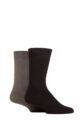 Mens 2 Pair Glenmuir Bamboo Cushioned Leisure Socks - Black / Charcoal