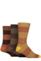 Mens 3 Pair Glenmuir Bamboo Leisure Socks - Block Stripes Orange / Brown