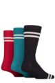 Mens 3 Pair Glenmuir Bamboo Leisure Socks - Sports Stripes Navy / Teal / Red