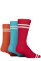 Mens 3 Pair Glenmuir Bamboo Leisure Socks - Sports Stripes Red / Orange / Blue