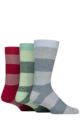 Mens 3 Pair Glenmuir Bamboo Leisure Socks - Block Stripes Blue / Green / Red