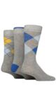 Mens 3 Pair Glenmuir Classic Bamboo Argyle Socks - Grey / Blue