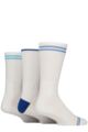 Mens 3 Pair Glenmuir Half Cushioned Bamboo Sports Socks - White / Blue Stripes