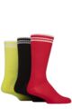 Mens 3 Pair Glenmuir Half Cushioned Bamboo Sports Socks - Red / Black / Lime