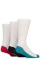 Mens 3 Pair Glenmuir Half Cushioned Bamboo Sports Socks - White Teal / Navy / Red Sole