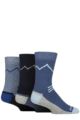 Mens 3 Pair Glenmuir Fully Cushioned Boot Socks - Blue