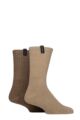 Mens 2 Pair Glenmuir Classic Boot Socks - Beige / Brown