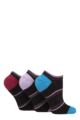 Women's 3 Pair Pringle Johanne Cushion Trainer Socks - Black Blue / Lilac / Burgundy