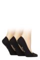 Women's 3 Pair Pringle Lace Toe Shoe Liner Socks with Silicone Grip - Black