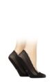 Women's 2 Pair Pringle Scalloped Edge Shoe Liner Socks with Silicone Grip - Black