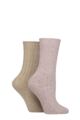 Women's 2 Pair Pringle Silk and Merino Wool Blend Luxury Socks - Lilac / Cream