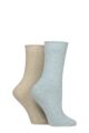 Women's 2 Pair Pringle Silk and Merino Wool Blend Luxury Socks - Blue / Beige