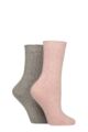 Women's 2 Pair Pringle Silk and Merino Wool Blend Luxury Socks - Pink / Light Grey