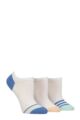 Women's 3 Pair Pringle Plain and Patterned Cotton Trainer Socks - White Toe Stripe / Blue