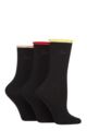 Women's 3 Pair Pringle Rebecca Contrast Roll Top Socks - Yellow / Red / Light Pink