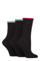 Women's 3 Pair Pringle Rebecca Contrast Roll Top Socks - Ruby / Sage / Light Blue