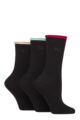 Women's 3 Pair Pringle Rebecca Contrast Roll Top Socks - Wine / Light Blue / Light Pink