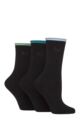 Women's 3 Pair Pringle Rebecca Contrast Roll Top Socks - Blue / Teal / Green