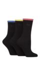 Women's 3 Pair Pringle Rebecca Contrast Roll Top Socks - Pink / Yellow / Blue