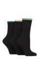 Women's 3 Pair Pringle Rebecca Contrast Roll Top Socks - Sage / Peach / Teal