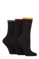 Women's 3 Pair Pringle Rebecca Contrast Roll Top Socks - Mustard / Ruby / Denim