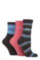 Women's 3 Pair Pringle Patterned Cotton Socks - Charcoal Multi Stripe