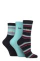 Women's 3 Pair Pringle Patterned Cotton Socks - Navy Multi Stripe