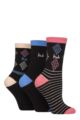 Women's 3 Pair Pringle Patterned Cotton and Recycled Polyester Socks - Black Diamond / Stripe