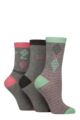 Women's 3 Pair Pringle Patterned Cotton and Recycled Polyester Socks - Light Grey Diamond / Stripe