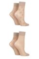 Women's 4 Pair Pringle Spotted Pop Socks - Nude