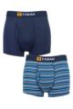 Mens 2 Pack Farah Classic Striped and Plain Bamboo Keyhole Trunks - Navy / Blue