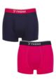 Mens 2 Pair Farah Plain and Stripe Bamboo Keyhole Trunks - Plain Navy / Cerise