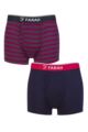 Mens 2 Pair Farah Plain and Stripe Bamboo Keyhole Trunks - Stripe Dark Navy / Cerise