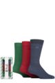 Mens 3 Pair Pringle Bamboo Leisure Socks in Candy Cane Gift Box - Blue / Red / Green