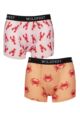 Mens 2 Pair SOCKSHOP Wildfeet Patterned Trunks - Lobster