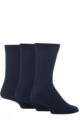 Mens 3 Pair SOCKSHOP Comfort Cuff Plain Gentle Bamboo Socks with Smooth Toe Seams - Navy