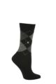 Women's 1 Pair Burlington Marylebone Argyle Wool Socks - Black / Grey