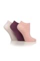 Ladies 3 Pair Iomi Footnurse Gentle Grip Diabetic Cotton Trainer Socks - Lavender / Raspberry / Sherbert