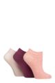 Women's 3 Pair Iomi Footnurse Gentle Grip Diabetic Cotton Trainer Socks - Lavender / Raspberry / Sherbert